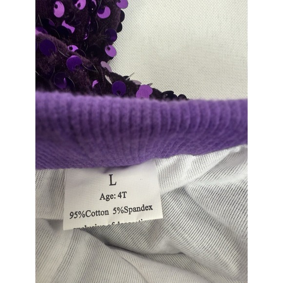 Purple Sequin Mermaid Pull On Bell Bottom Pants Toddler Girls L 4T‎ Unbranded - Picture 3 of 8